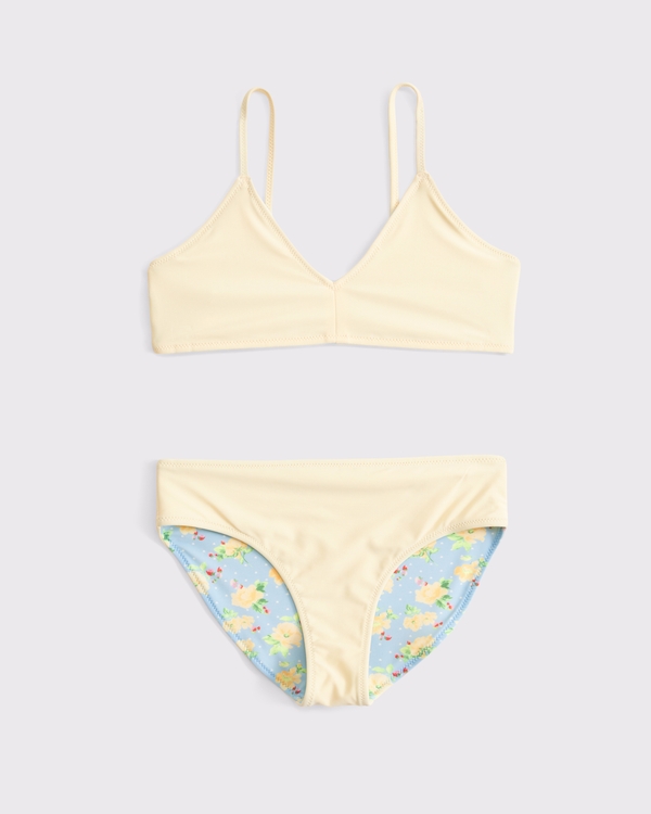 reversible triangle two-piece swimsuit, Creamy Yellow view 1
