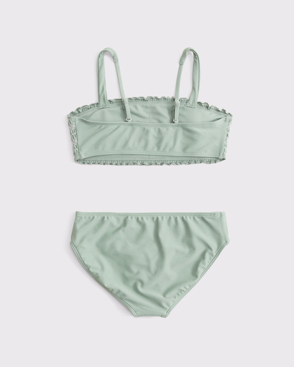 smocked bandeau two-piece swimsuit, Cool Sage view 2