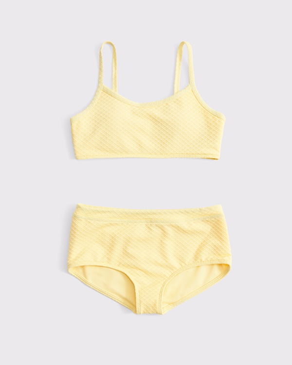 scoop neck two-piece swimsuit, Soft Yellow view 1