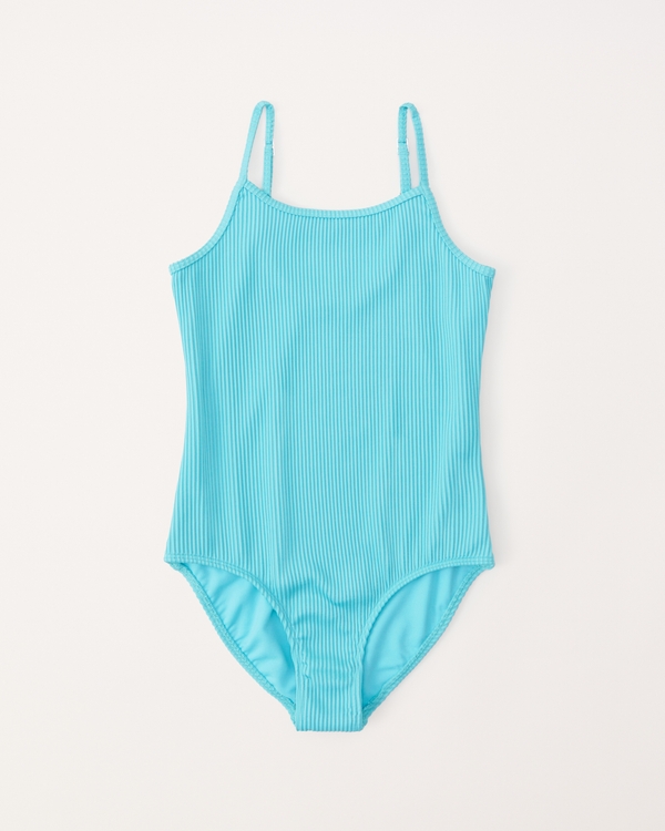 Abercrombie & Fitch Girls Asymmetrical Cutout Swimsuit in Blue