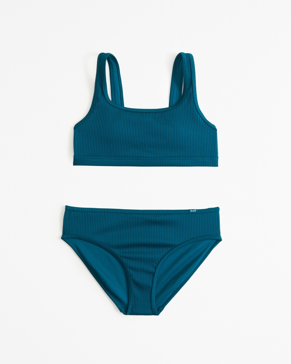 scoopneck high waist two-piece swimsuit, Dark Green