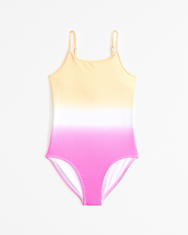 scoopneck one-piece swimsuit, Pink And Orange Pattern