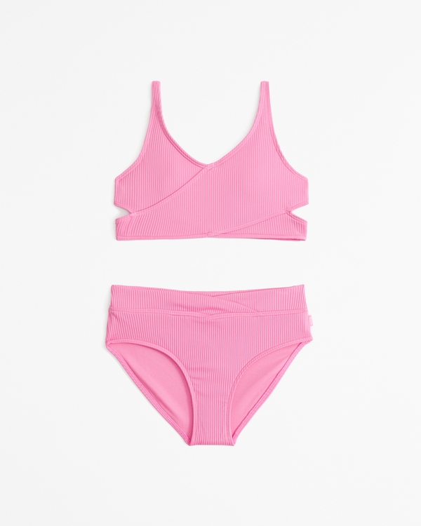 low wrap two-piece swimsuit, Pink