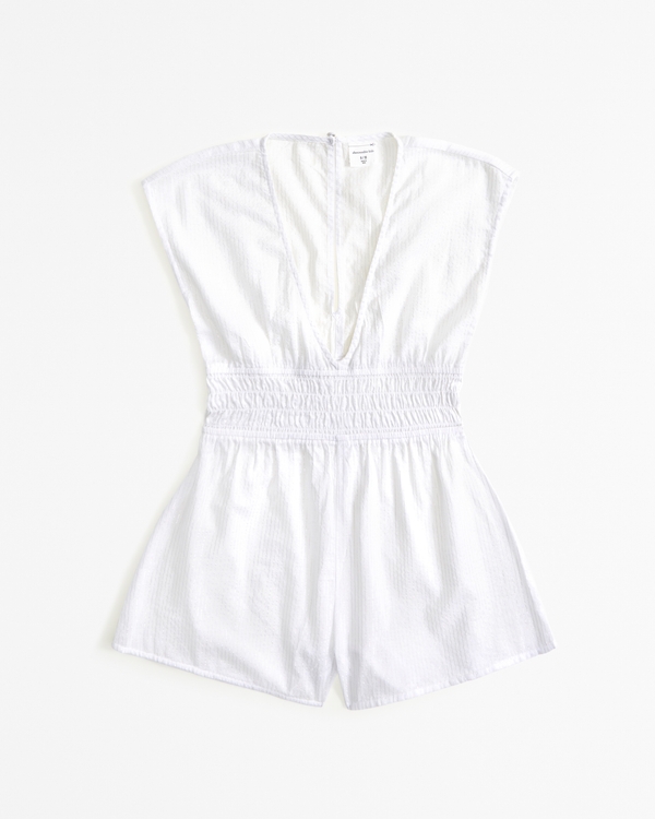 cinched romper coverup, White