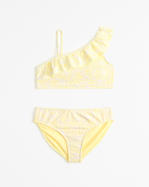 asymmetrical ruffle two-piece swimsuit, Yellow