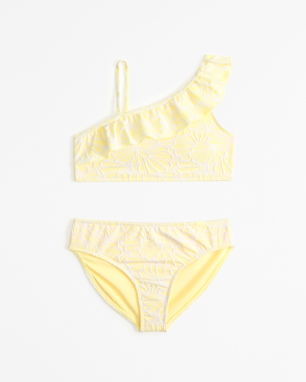 Yellow Tie Front Boy Short Bikini Two Piece Set - Yellow / S