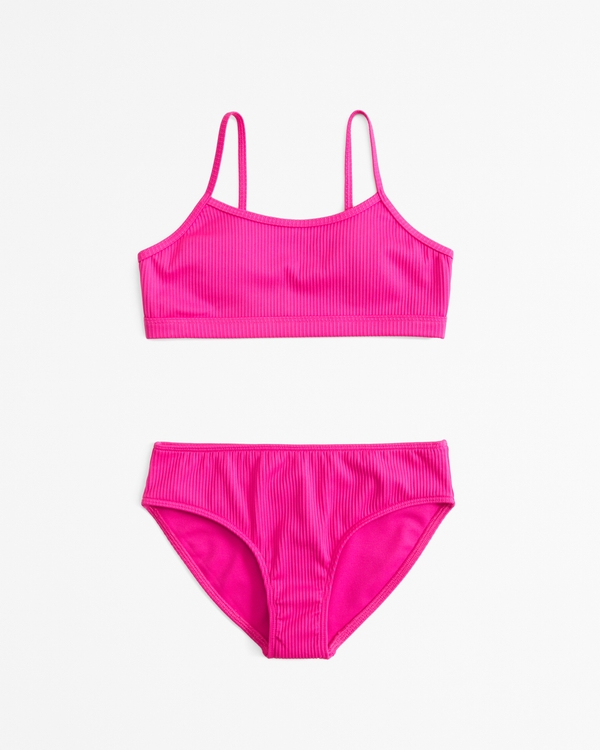 scoopneck thin strap two-piece swimsuit, Pink
