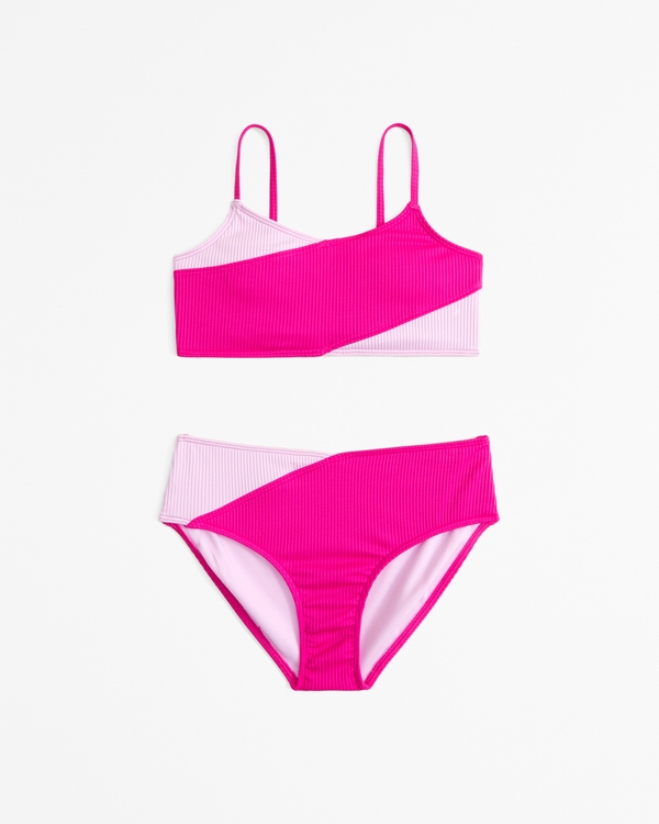 cross-wrap high waist two-piece swimsuit, Pink