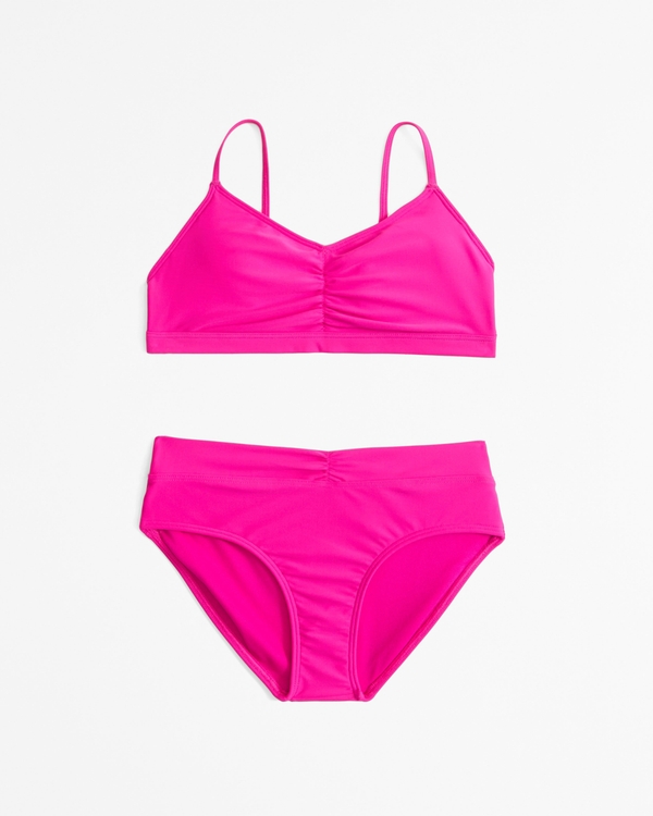 triangle cinched two-piece swimsuit, Pink