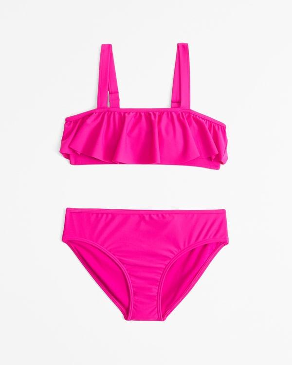 ruffle flap two-piece swimsuit, Pink
