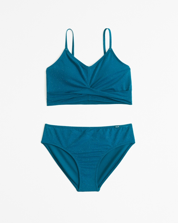 shimmer triangle two-piece swimsuit, Teal Shimmer