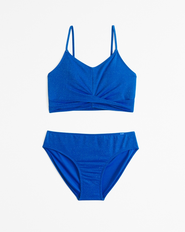shimmer triangle two-piece swimsuit, Blue