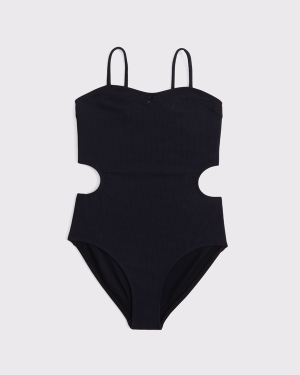 demi cup cutout one-piece swimsuit, Black view 1
