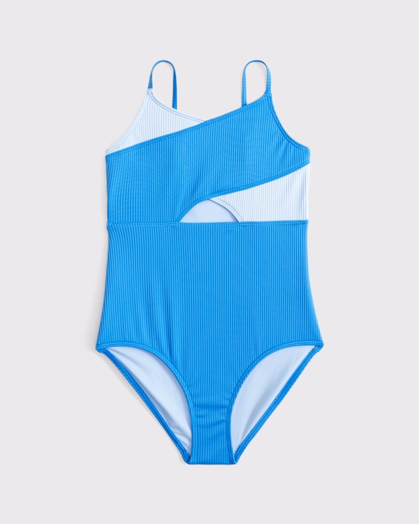 cross-wrap one-piece swimsuit, Blue view 1
