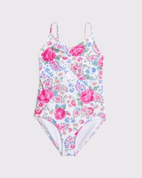 triangle cinched cutout one-piece swimsuit