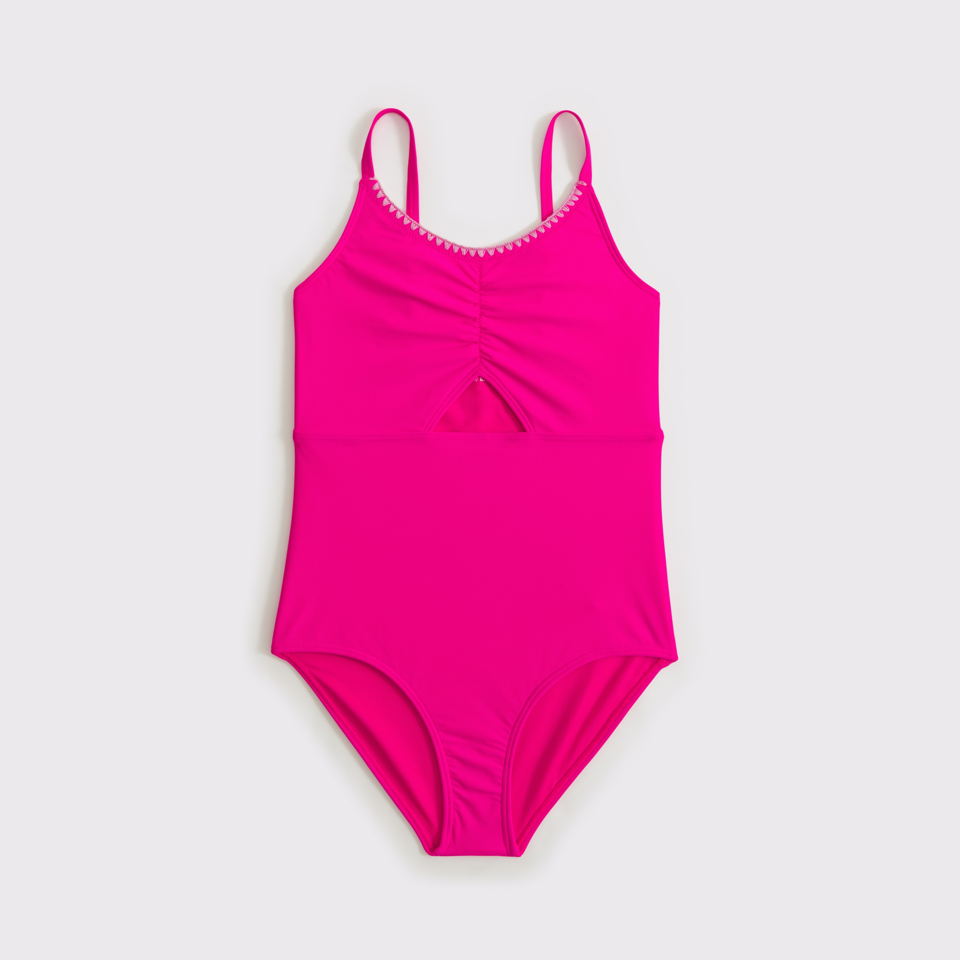 Abercrombie & Fitch Kids' Triangle Cinched Cutout One-piece Swimsuit In Pink