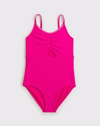 triangle cinched cutout one-piece swimsuit