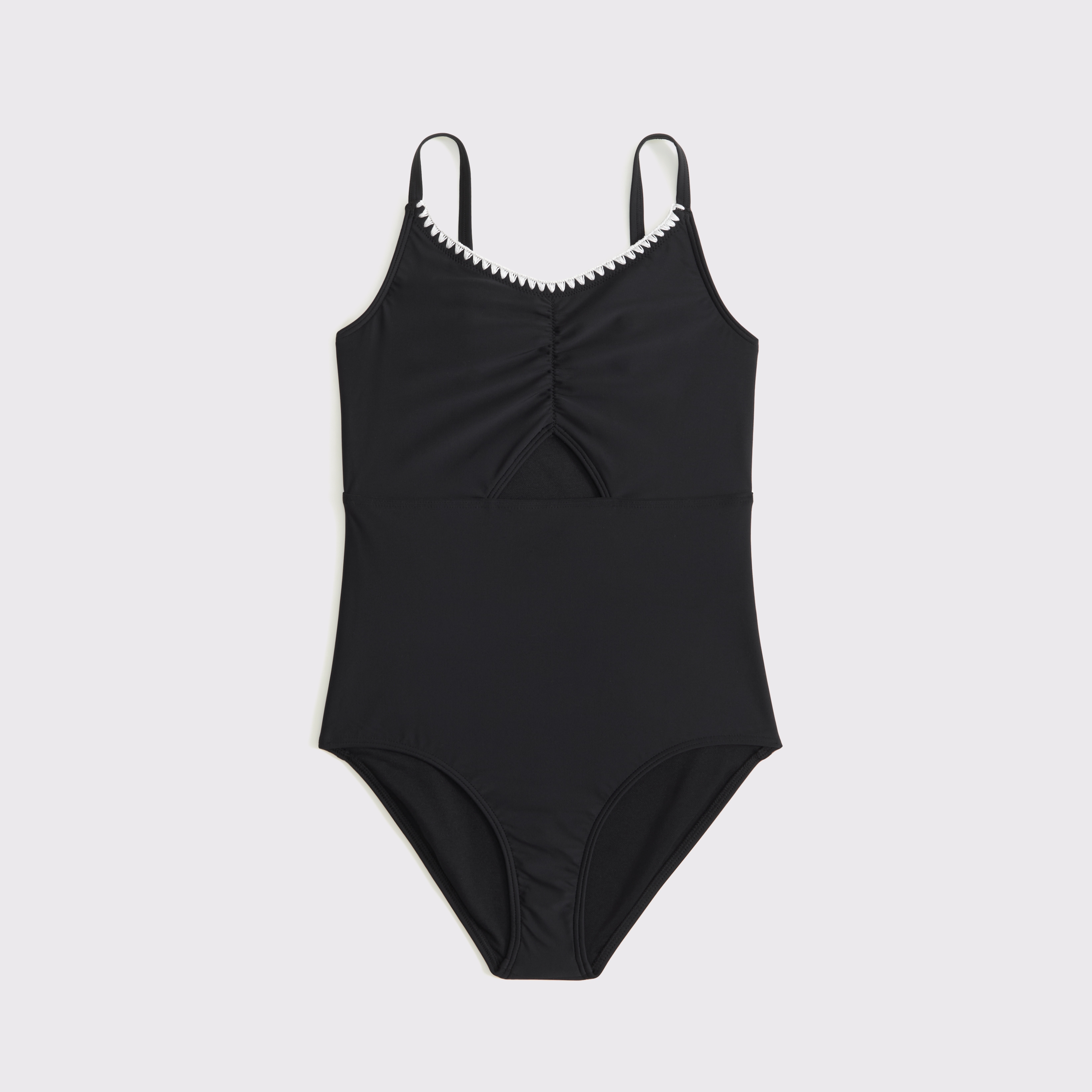 Abercrombie & Fitch Kids' Triangle Cinched Cutout One-piece Swimsuit In Black