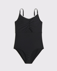 triangle cinched cutout one-piece swimsuit