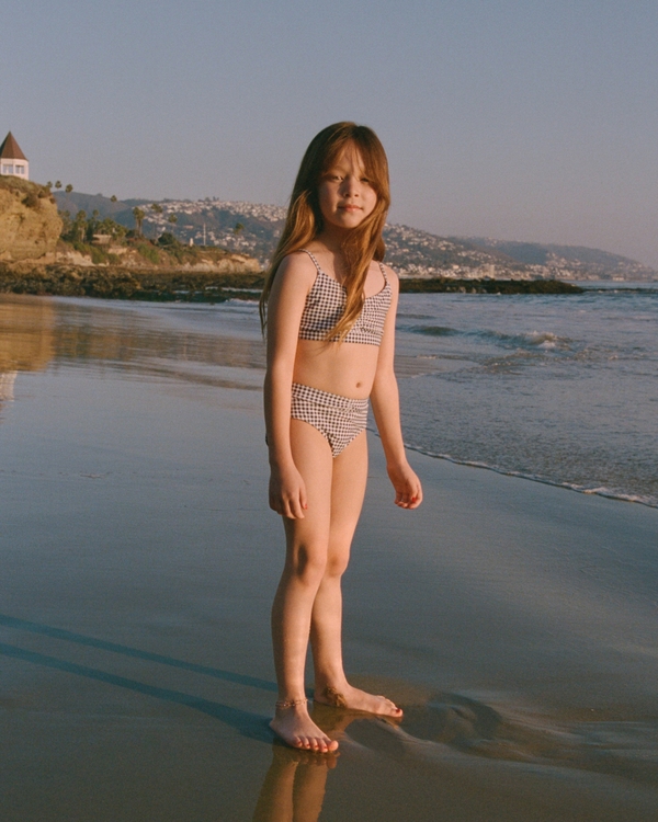 cinched triangle two-piece swimsuit, Gingham view 1