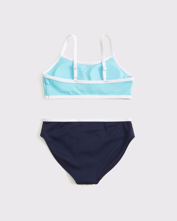two-piece contrast swimsuit, Aqua And Navy view 2