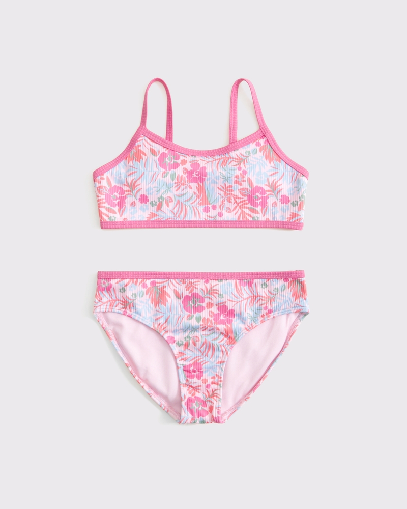 cinched triangle two-piece swimsuit