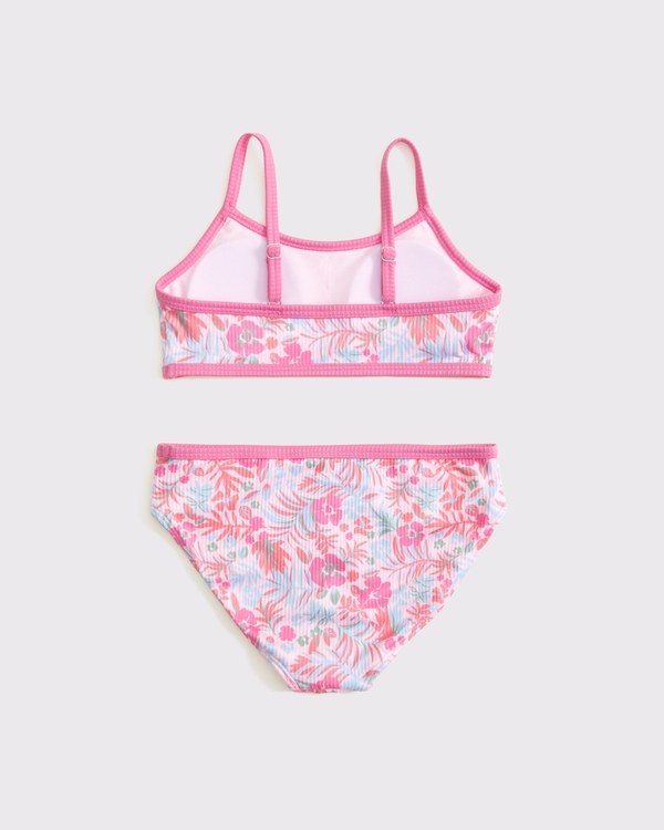 two-piece contrast swimsuit, Pink Floral view 2
