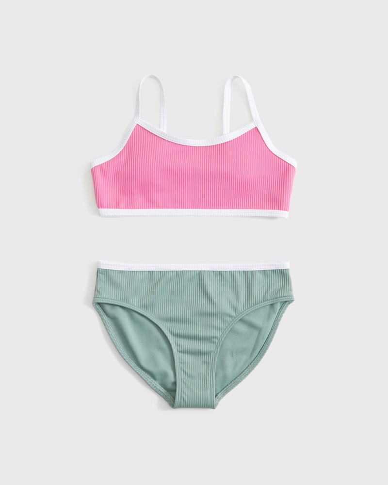cinched triangle two-piece swimsuit