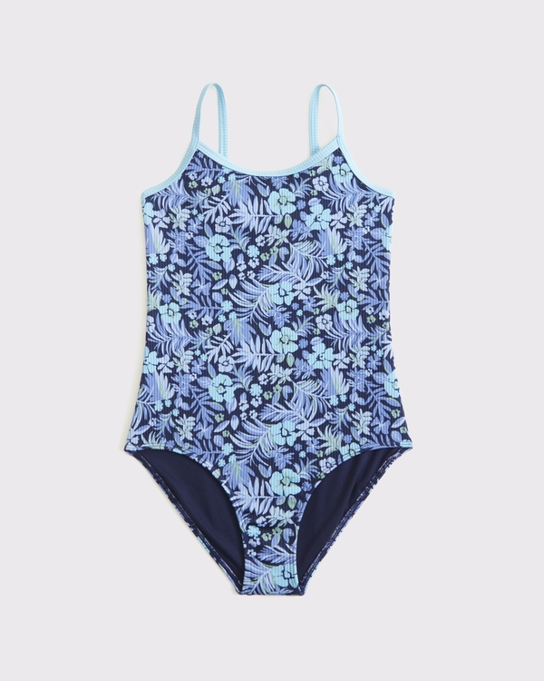 one-piece swimsuit, Navy Floral view 1