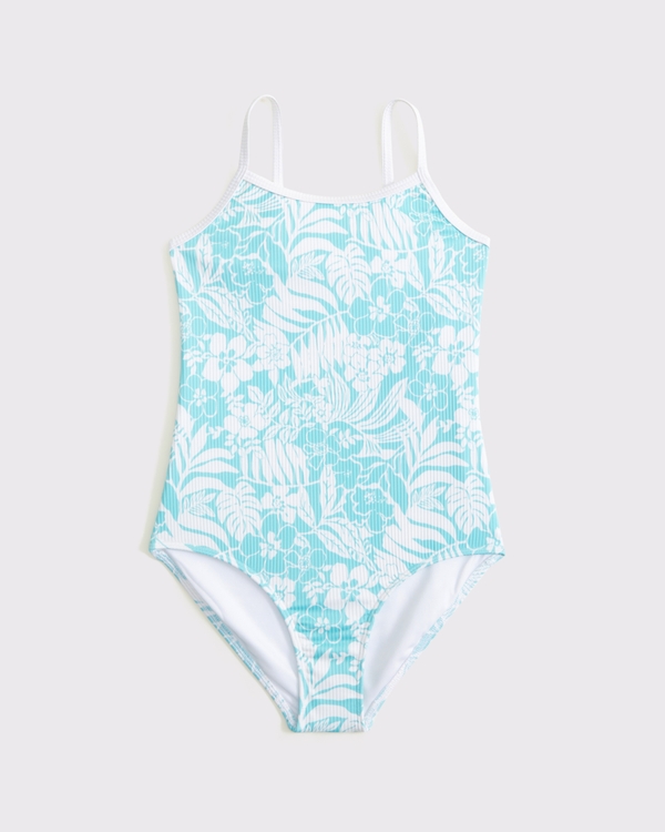 one-piece swimsuit, Aqua Floral view 1