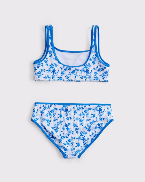scoopneck two-piece swimsuit, Blue Floral view 2