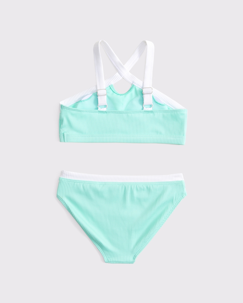 high-neck keyhole two-piece swimsuit