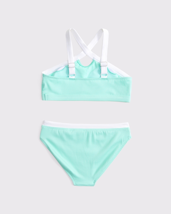 Maillot de bain deux pièces avec trou de serrure et col haut, Vert Menthe view 2