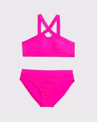 high-neck keyhole two-piece swimsuit