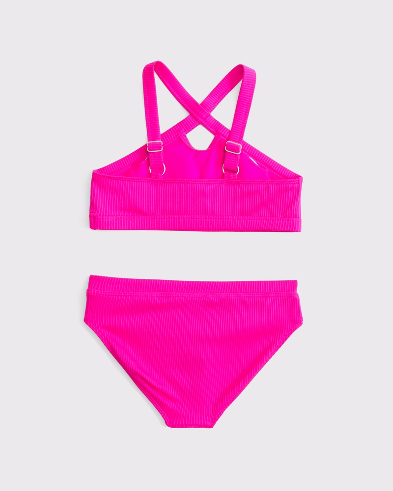 high-neck keyhole two-piece swimsuit
