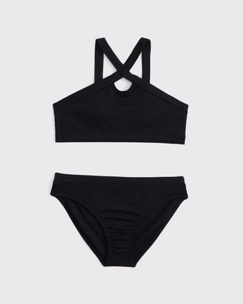 high-neck keyhole two-piece swimsuit