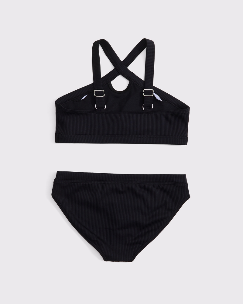 high-neck keyhole two-piece swimsuit