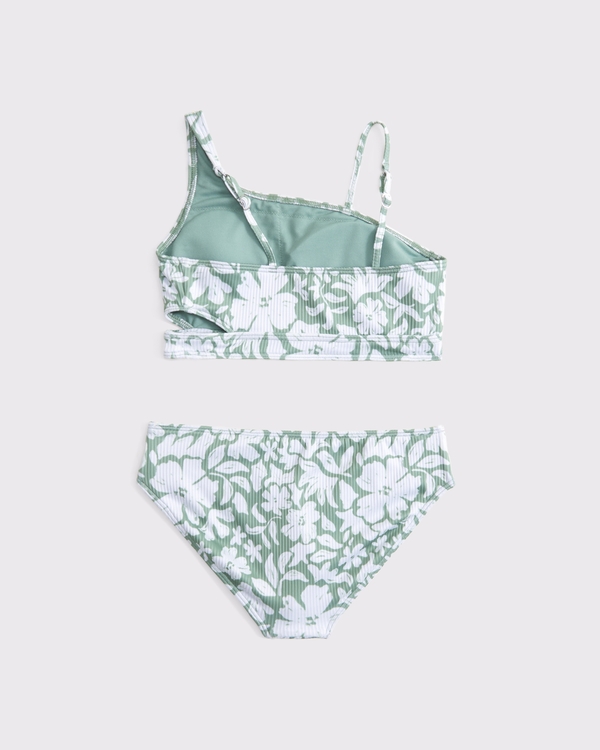 asymmetrical cutout two-piece swimsuit, Green Floral view 2