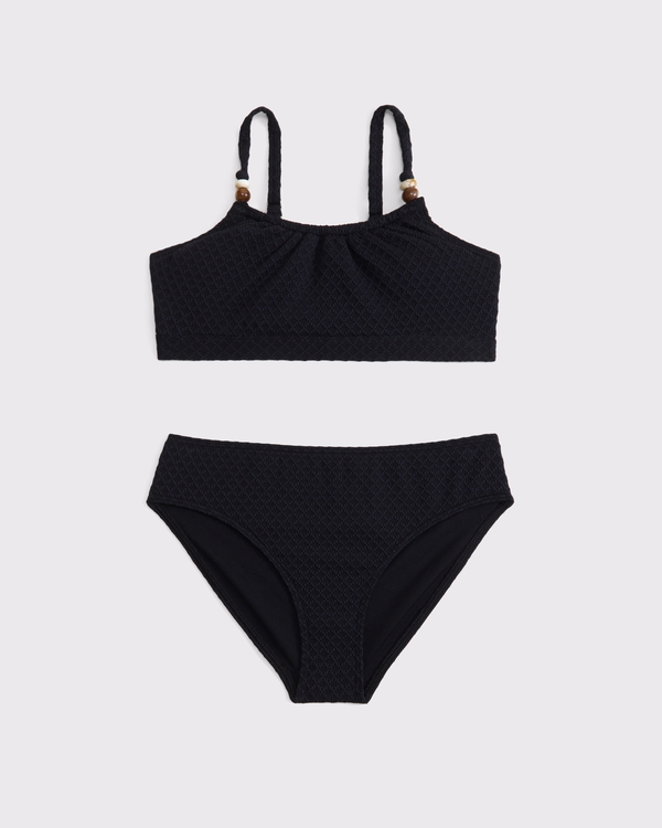 beaded scoopneck two-piece swimsuit, Black view 1