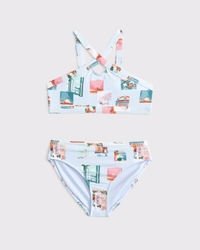 high-neck keyhole two-piece swimsuit