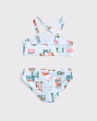 high-neck keyhole two-piece swimsuit
