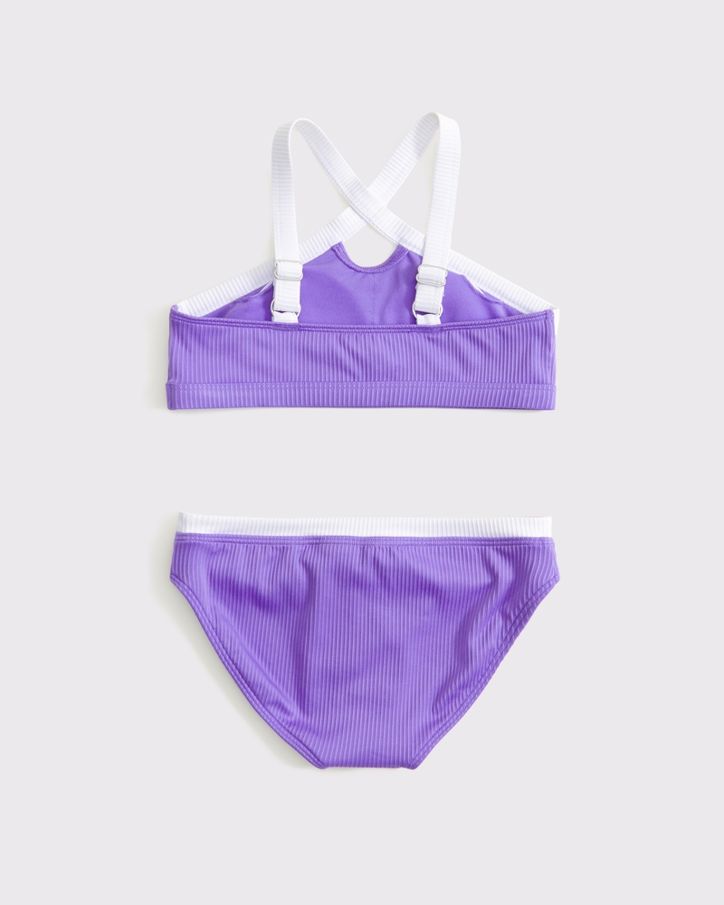high-neck keyhole two-piece swimsuit