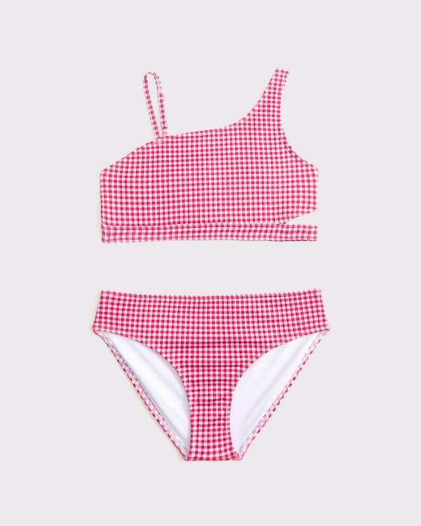 asymmetrical cutout two-piece swimsuit, Red Gingham view 1