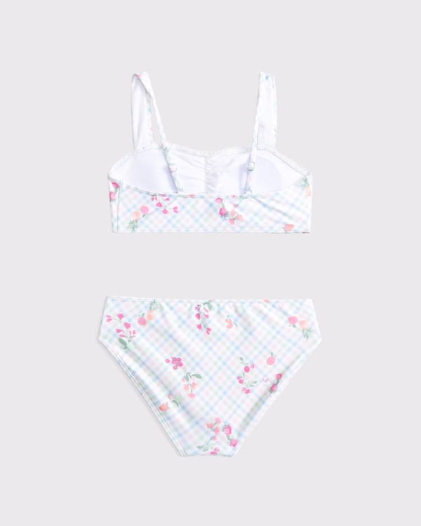 sweetheart cinched two-piece swimsuit, Blue Pattern view 2
