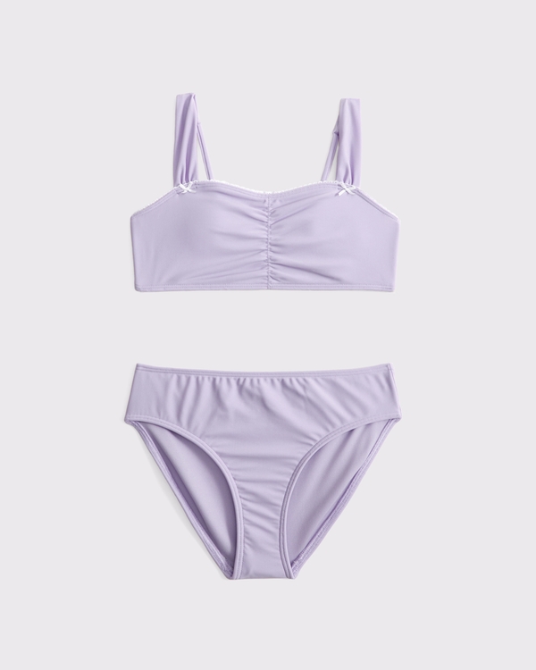 sweetheart cinched two-piece swimsuit, Light Purple view 1