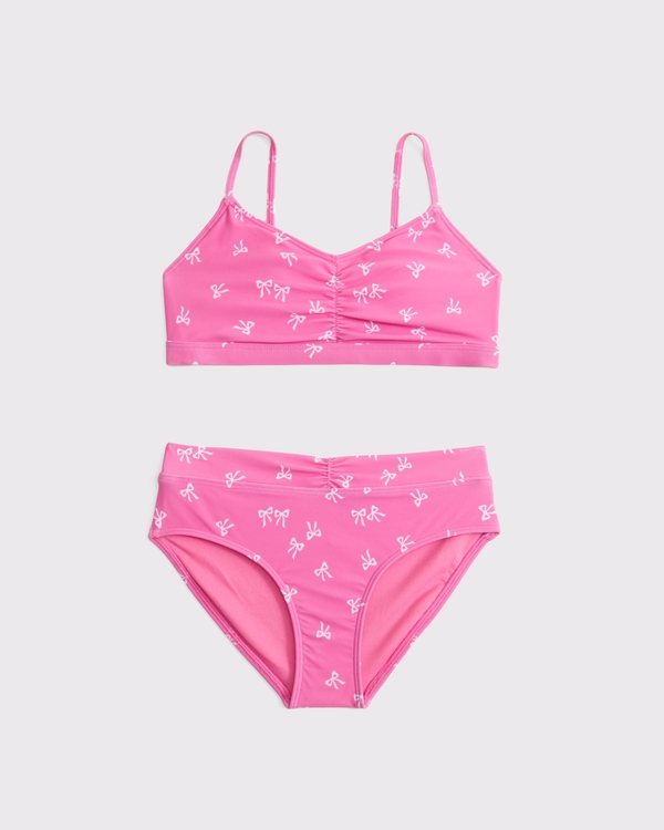 cinched triangle two-piece swimsuit, Pink Pattern view 1