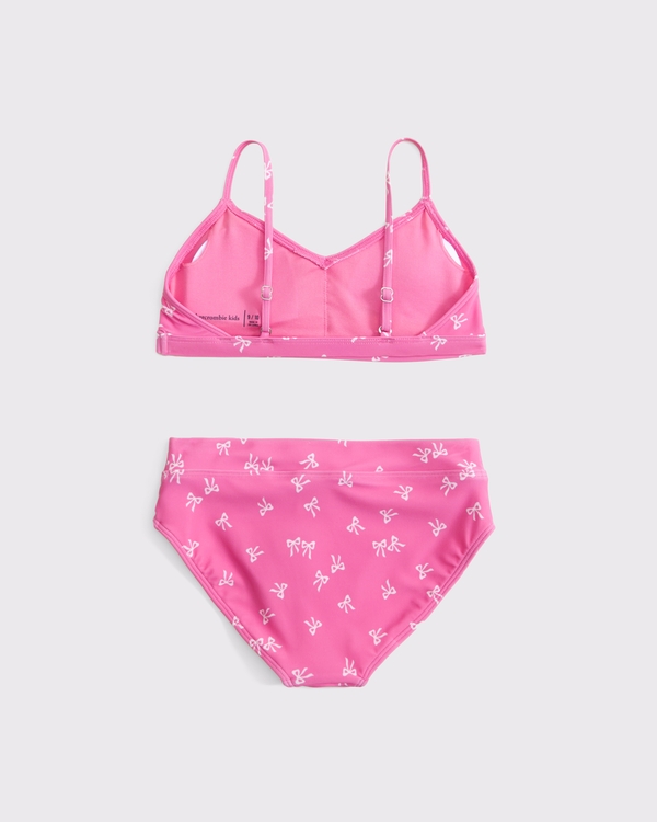 cinched triangle two-piece swimsuit, Pink Pattern view 2