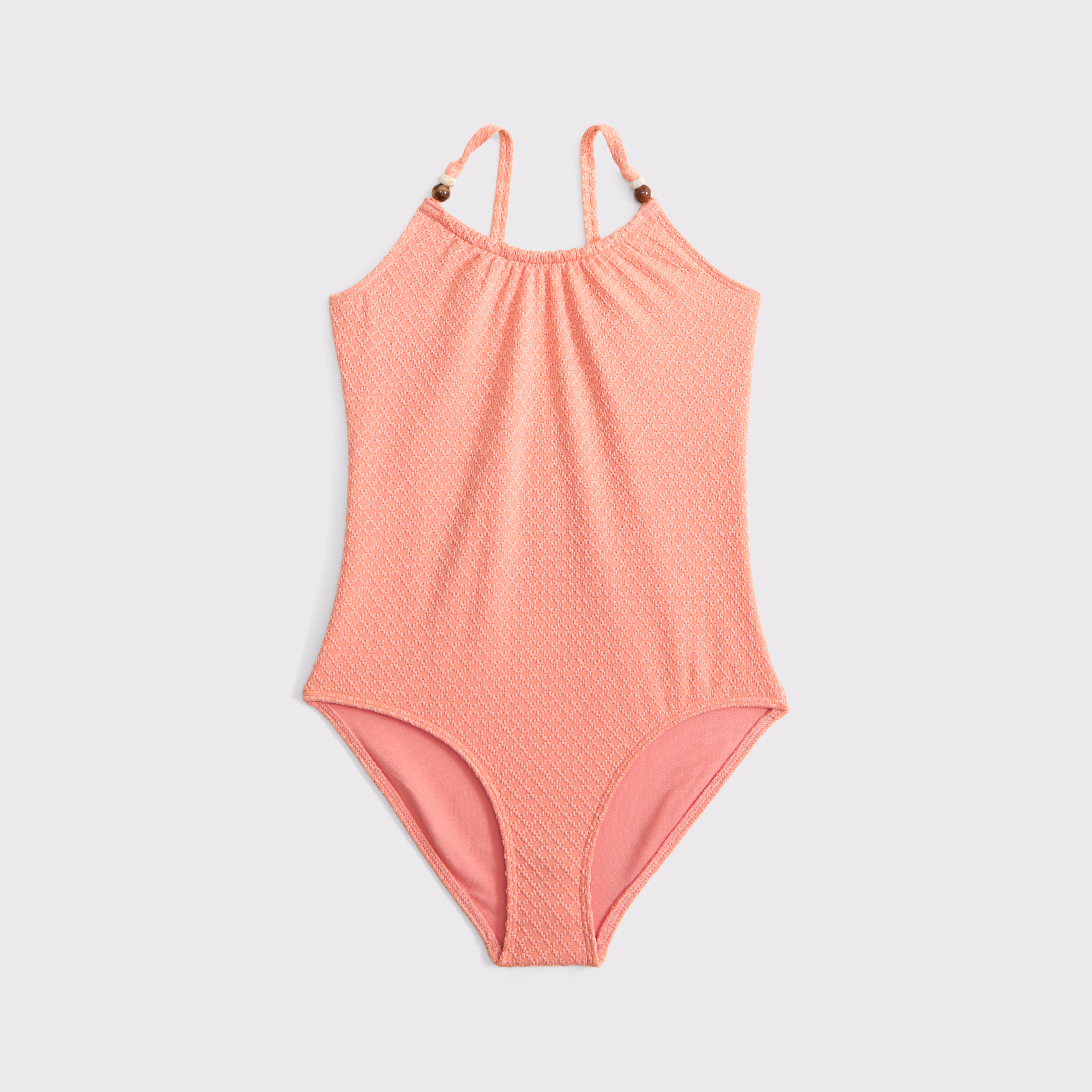 Abercrombie & Fitch Kids' Beaded Scoopneck One-piece Swimsuit In Orange