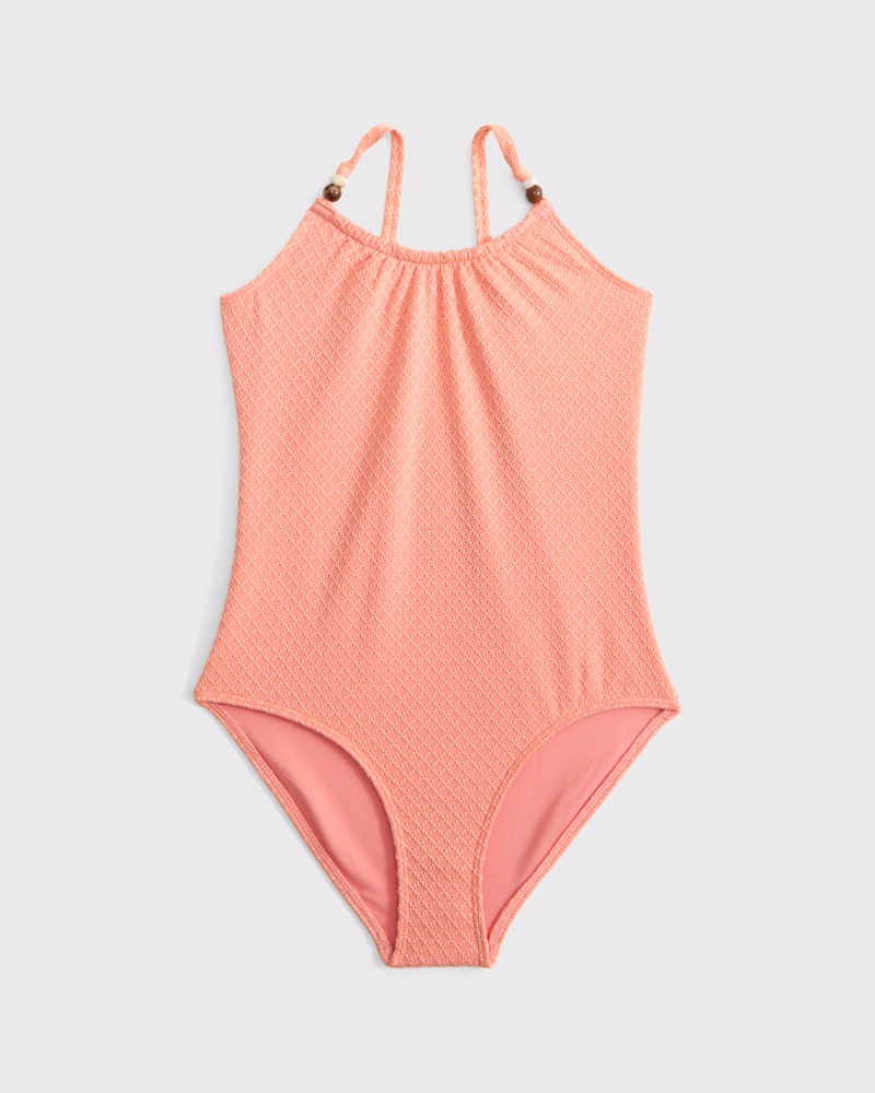 beaded scoopneck one-piece swimsuit