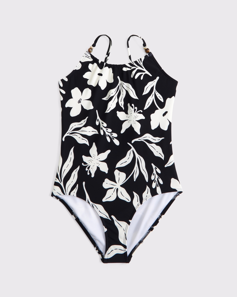beaded scoopneck one-piece swimsuit